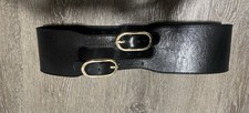Zara Woman  s Double Buckle Cinch Waist Belt Black Gold Buckles