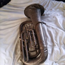 Vintage Silver Plated 4 Valve Compensating Tuba By Boosey & Co