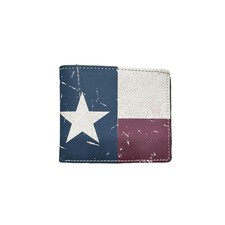 Western Stakes Mens Texas Flag Leather Wallet Leather Rustic Flag