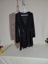 Bardot Sequined Bellissa V-Neck Mini Dress Size XS New Party Embellished Black