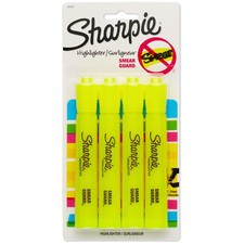 Sharpie Tank Style Highlighters, Fluorescent Yellow, Chisel Tip, 4 Count