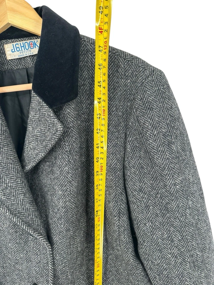 Abrigo Vintage JG Gancho Mujer PL Tweed Lana Clásico Grapa Esencial Dinero Antiguo Foto 4 de 4