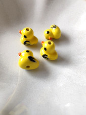 👑4 Porzellan-Perlen "Ente/Vogel", 3D, gelb, handgefertigt, 12mm, Ostern