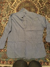 Vtg Civil War Mens Extra Large Reenacting Shirt Cotton Buttons XXL Blue Stripe