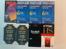 Lot of 8 New Blank T-120 VHS Tapes 2 MGM Studio Grade, 3 Maxell, 1 TDK, 7 Sealed