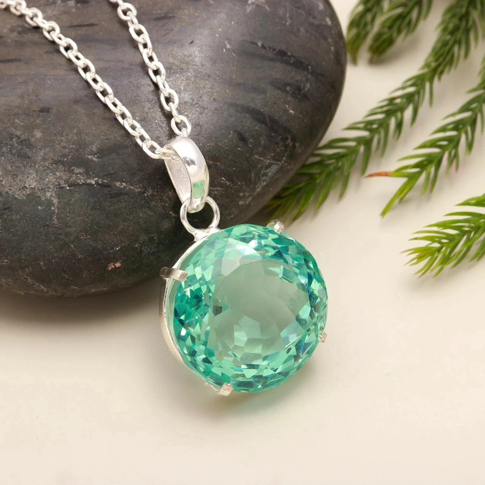 81.50 Ct Aqua Blue Topaz Pendant Sterling Silver Pendant Gemstone Jewelry