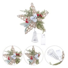 Christmas Tree Decoration Lighted Star Topper Farmhouse Xmas Treetop