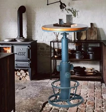 Topower Industrial Bar Table 38.58-48.43" Pub Kitchen Dining Coffee Bistro BLUE