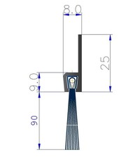 Guarnizione a spazzola, guarnizione porta, scopa porta, spazzola a strisce 1000 mm altezza fibra 25-90 mm