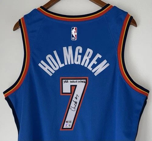 Chet Holmgren "NBA Debut 10/25/23" Signed Nike Thunder Auto XL Jersey BAS USASM