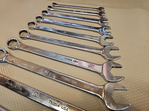John Deere USA TY3333 SAE 3/8-1-1/4” Full Polish Combination Wrench Set *RARE* - Foto 11 di 17