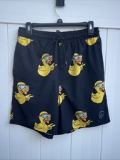 Neff Swim Shorts Mens Large Black Rubber Duck Trunks Summer Fun