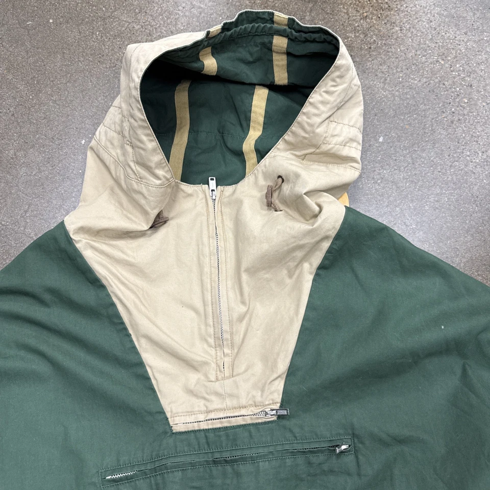 Cortavientos vintage J Crew verde tostado Anorak Heritage 1/4 cremallera para hombre XL 90s cuadrado Foto 2 de 4