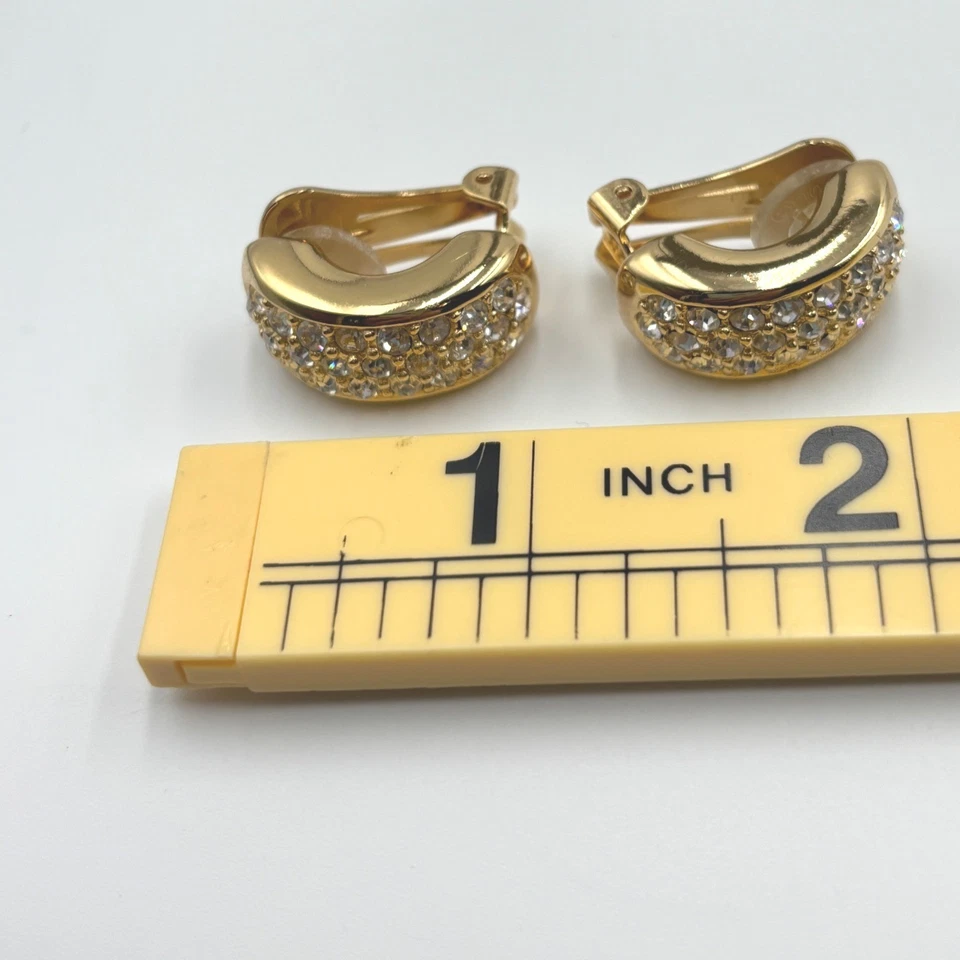 Pendientes de clip pavé diamantes de imitación Christian Dior vintage raros nuevos con etiquetas Foto 4 de 4