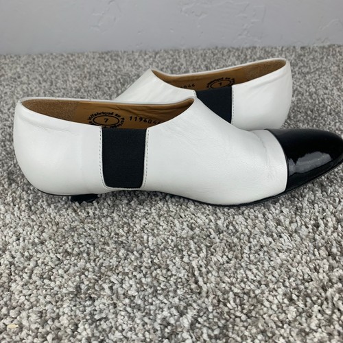 Stivaletti slip on John Fluevog Gladice donna taglia 7 nero bianco tacco a gattino - Foto 7 di 10