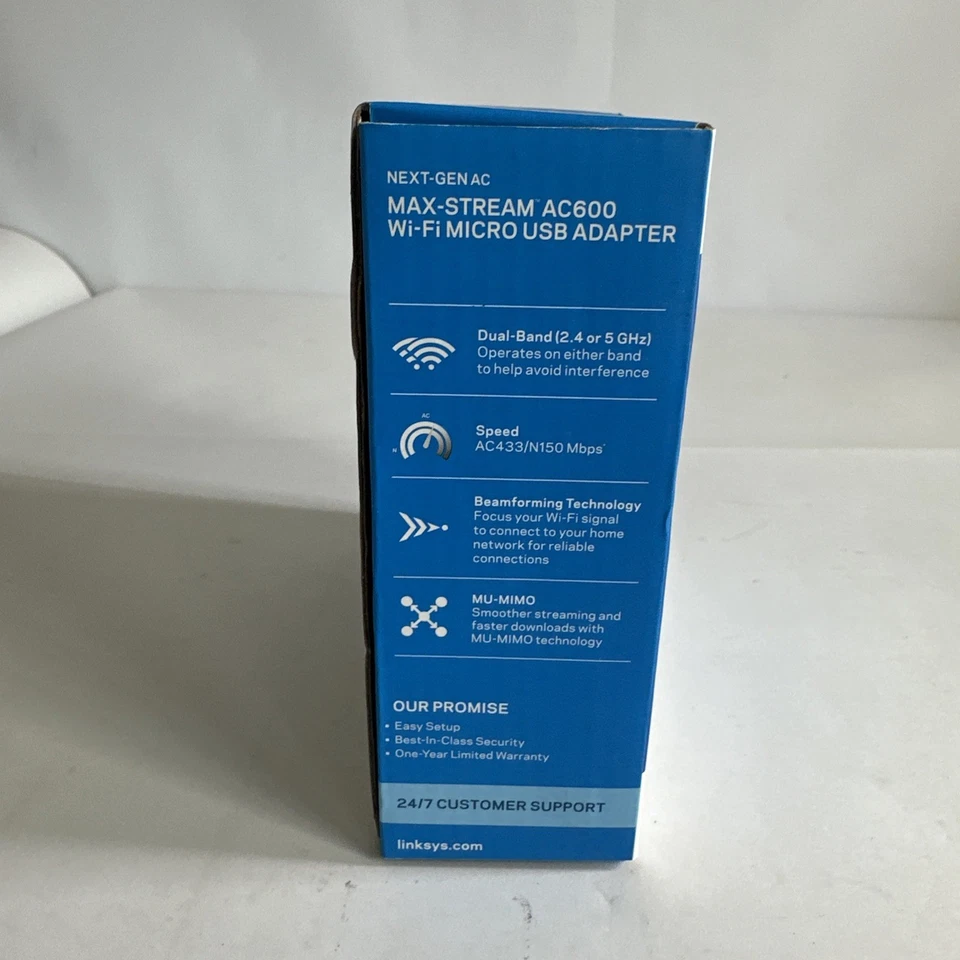 Linksys AC600 MU-MIMO Next-Gen AC Max-Stream Wifi Micro USB Adapter WUSB6100M - Image 4 of 4