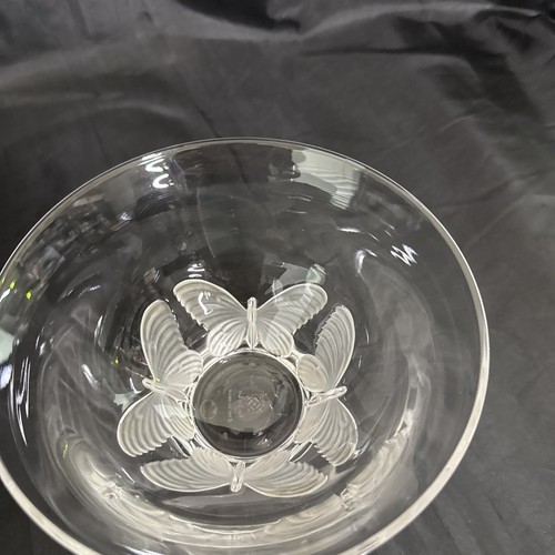 Vintage Kai-Yin Lo Lead Crystal Glass Bowl Frosted Crystal Butterfly Accents - Picture 4 of 9