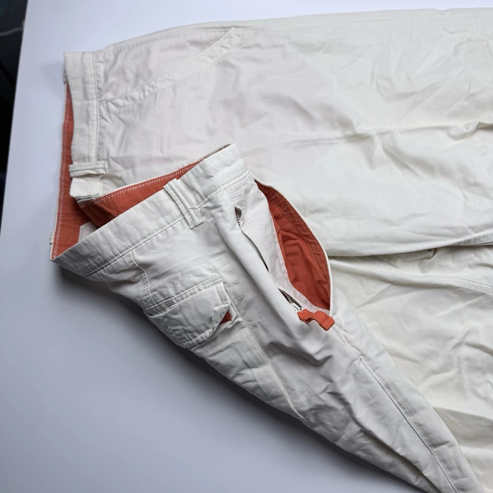 Y2K GAP 男式裤子 40x30 奶油色白色休闲平底斜纹棉橙色 — 第 3/4 张图片