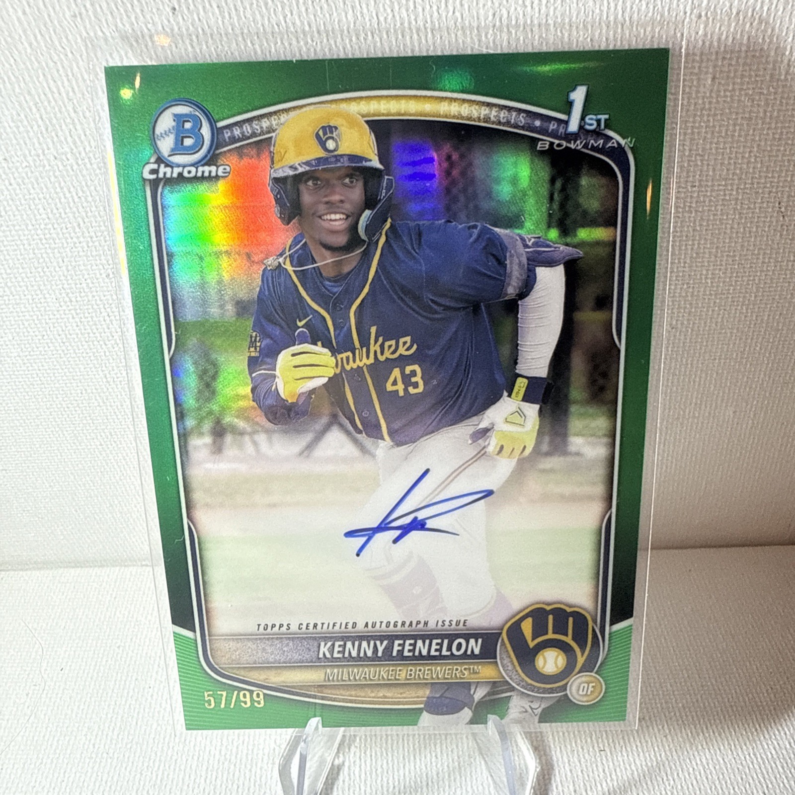 KENNY FENELON 2025 BOWMAN CHROME 1ST TRUE GREEN AUTO /99
