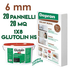KIT 20 PANNELLI ISOLANTI DEPRON 125X80CM H6mm + COLLA ADESIVO 8KG GLUTOLIN HS