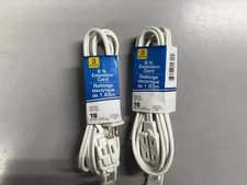 2 Pack of 6 Ft Extension Cords with 3 Electrical Power Outlets - White Cable