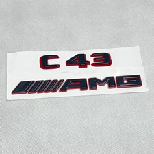 2pcs Black RED Number Letters Rear Trunk Badge Emblem for  C43 AMG