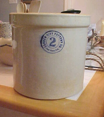 Vintage Nice Garden City Pottery Co. 2 San Jose, Cal. Crock Tan/Beige 9 1/4'' T