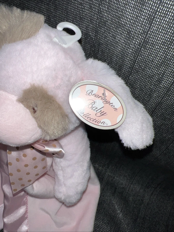 Bearington Bebé Rosa Peluche Cachorro Perro Lovey Manta de Seguridad Borde Satinado Lunares Foto 3 de 4