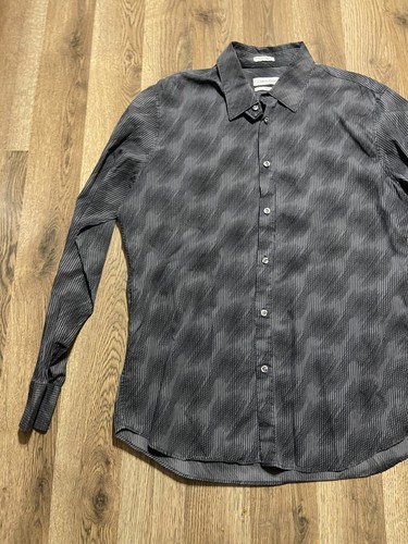 Calvin Klein Collection Shirt, Men's Size Large, Gray, Button Up, Slim Fit - Picture 3 of 11