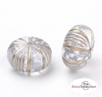20 GOLD GESCHNÜRTE KÜRBIS PERLEN RONDELLE GROSS 12mm x 7mm TOP QUALITÄT ACR163