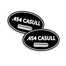 454 CASULL Lata de Munición PEGATINAS ETIQUETAS CALCOMANÍAS Estuche para Pistola de Munición 5"x3" OVALADO 2 Pack