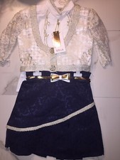 Girls outfit lacy top with Blue skirt, new with tags size 6 With necklace
