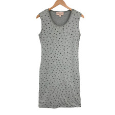 Philosophy Sheath Dress Womens Small Gray Polka Dot Knit 100% Cotton Sleeveless
