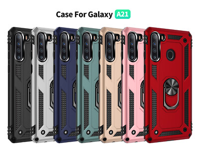 For Samsung Galaxy A21 Case, Ring Kickstand Cover + 6ft Fast Charging Cable