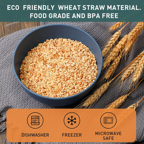 18 Pcs Unbreakable Cereal Bowls 24 Oz Microwave and Dishwasher Safe Wheat Straw - Picture 3 of 7