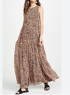 Fame and Partners Leopard Print Gathered Maxi Dress Size 4