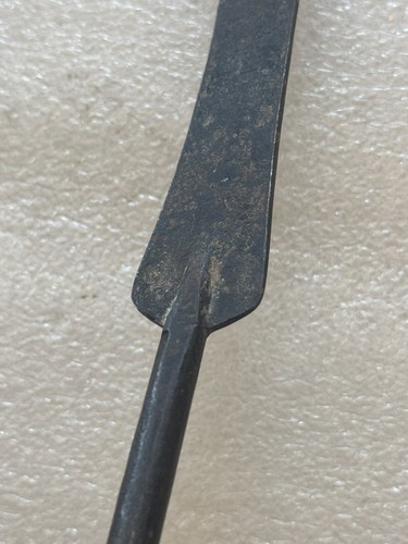 Amazing Antique Hand Forged Iron Flesh Fork Inlaid Brass Hearts Folk Art Signed - Picture 11 of 18