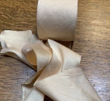 2 yards  Exquisite  Vintage  2” Soft Yellow Bias Cut Silk   ribbon ~ NOS