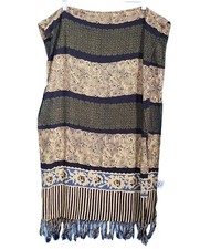 Tropical Batik Hawaii Scarf Wrap Beach Pool Cover Up Tribal Fringed Sz SM 20x60"