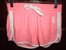 T10 EUC Girls Size 10 Justice Active Shorts Heather Pink Orange White