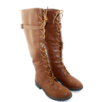 JUSTFAB womens CARTER knee high lace up boots shoe size 8.5 WW