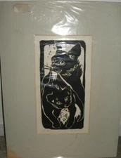 "The Runaway" Cat Kitten Print by T. Prevost Officer- Signed/Number 12x16 Matted
