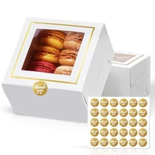 White Bakery Boxes with Window 30pcs 4x4x2.5 Inches - Small 4 Inch Cake Treat...