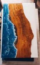 60" x 32"  Epoxy Resin Ocean Table Top / Unique River Epoxy Resin Table Top