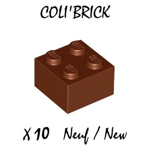 Lego 3003 - 10x Briques / Brick 2x2 - Marron Reddish Brown - 6223 35275 New Neuf - Photo 1/1