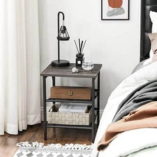 Set of 2 Nightstands with Adjustable Mesh Shelves