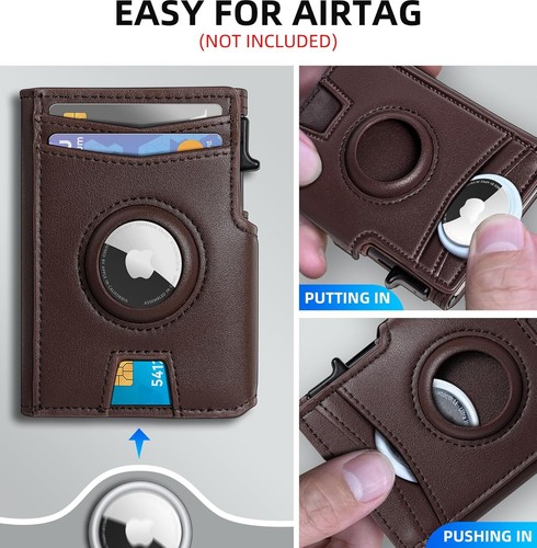Airtag Wallet For Men With Money Clip 10 Cards Metal Case Smart Slim Pop Up New - Picture 4 of 5