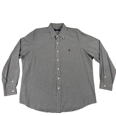 RALPH LAUREN Black Check Long Sleeve Button Up 100% Cotton Size XXL Flaw