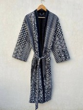 Patchwork handmade kantha jacket Japanese kimono style Floral kantha robe winter