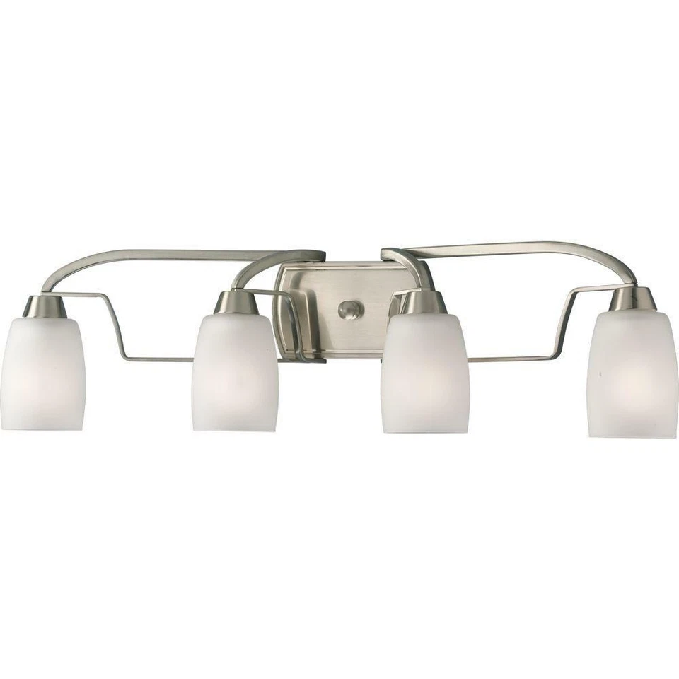 Luminária de banheiro Wisten 4 luzes níquel escovado com abajures de vidro, P2797-09 - Imagem 2 de 2